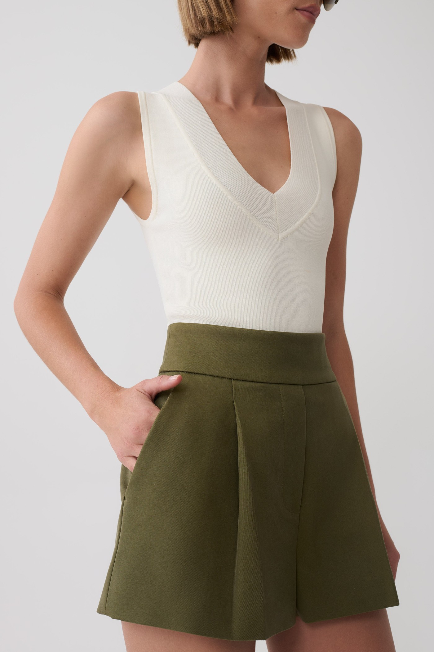 Alden High Waisted Short - Olive view 3