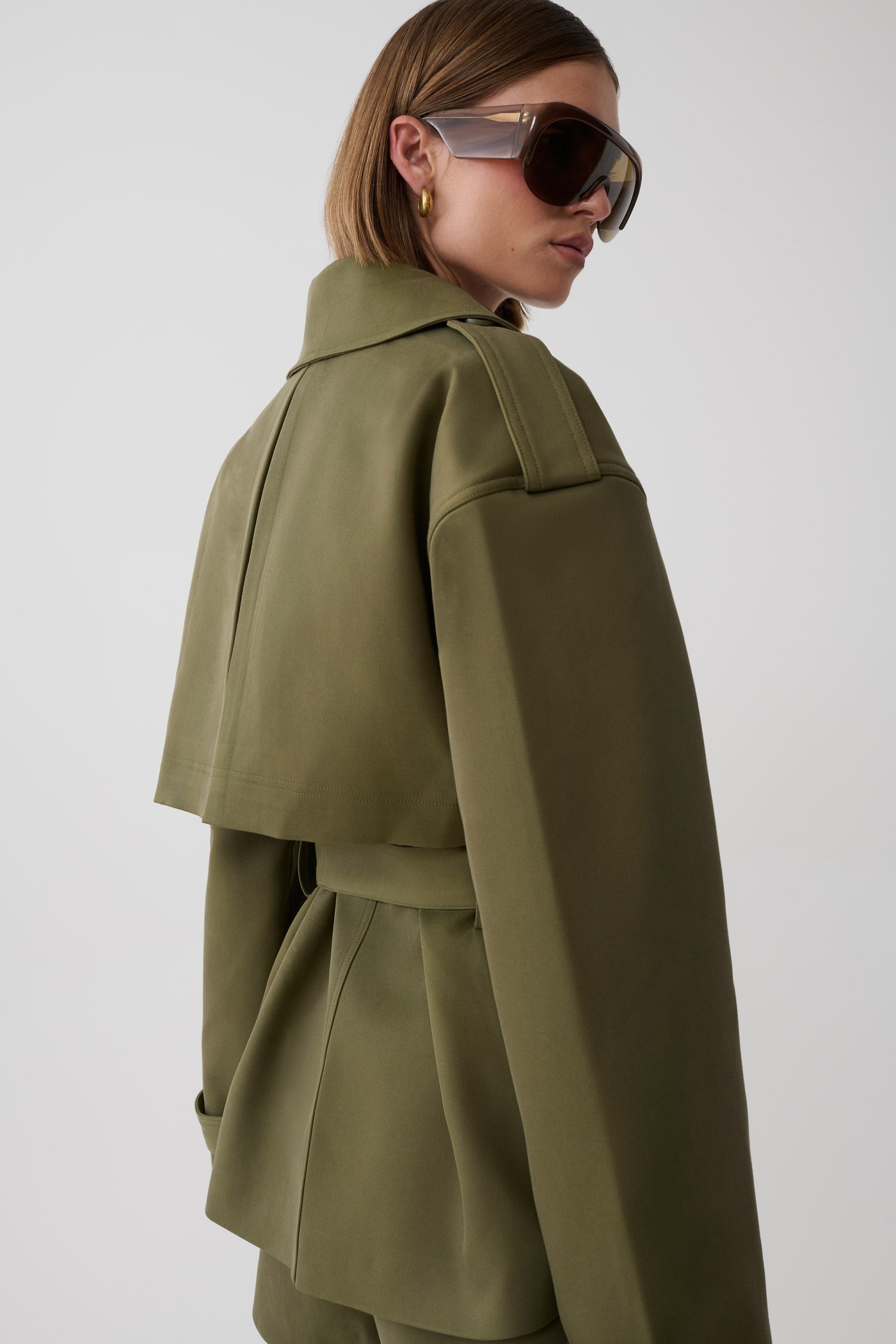 Alden Short Trench Jacket - Olive view 3