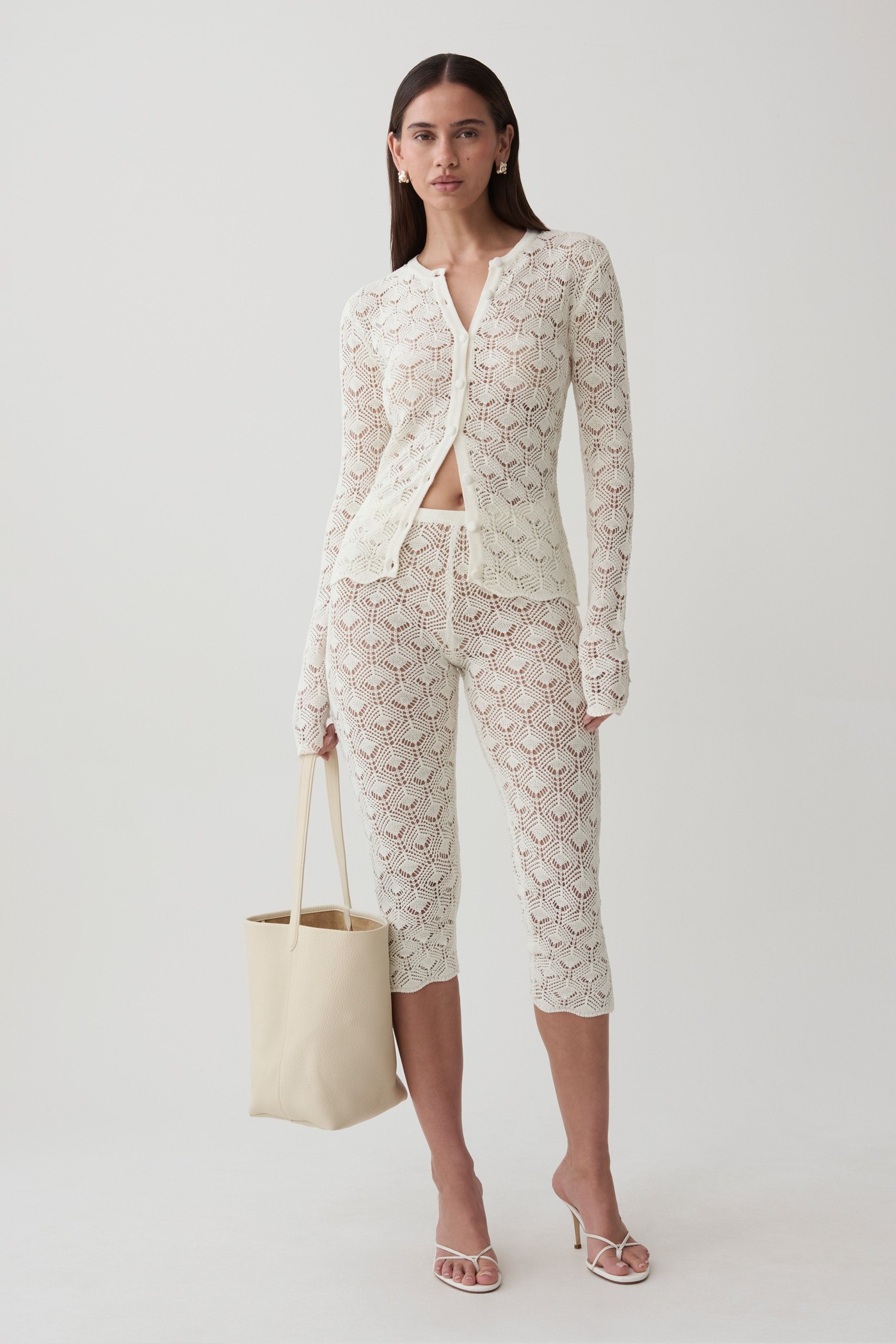 Nikiki Crochet Knit Cardigan - Ivory view 4