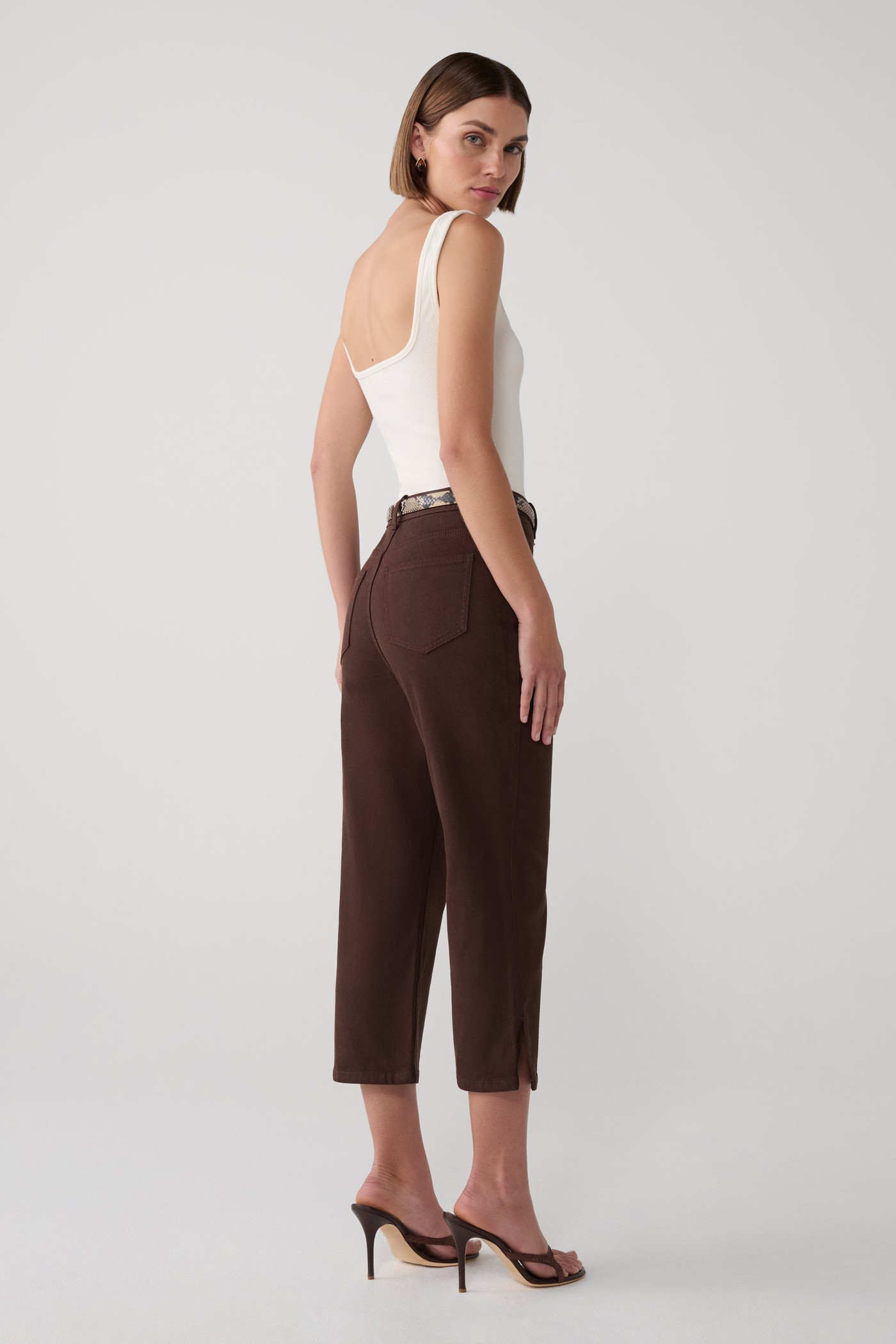 Mary Denim Capris - Chocolate view 4