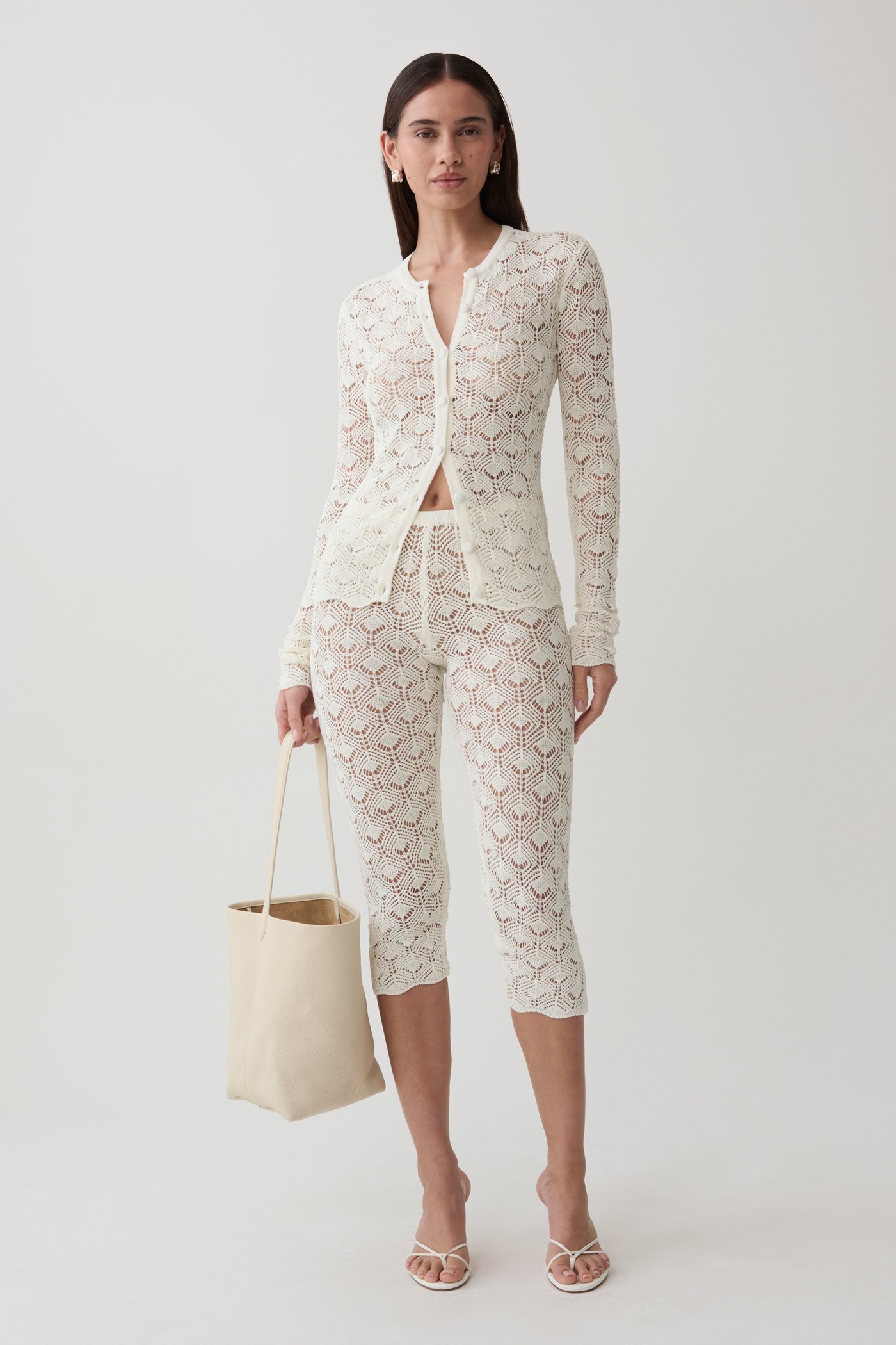 Nikiki Crochet Knit Capri Pants - Ivory