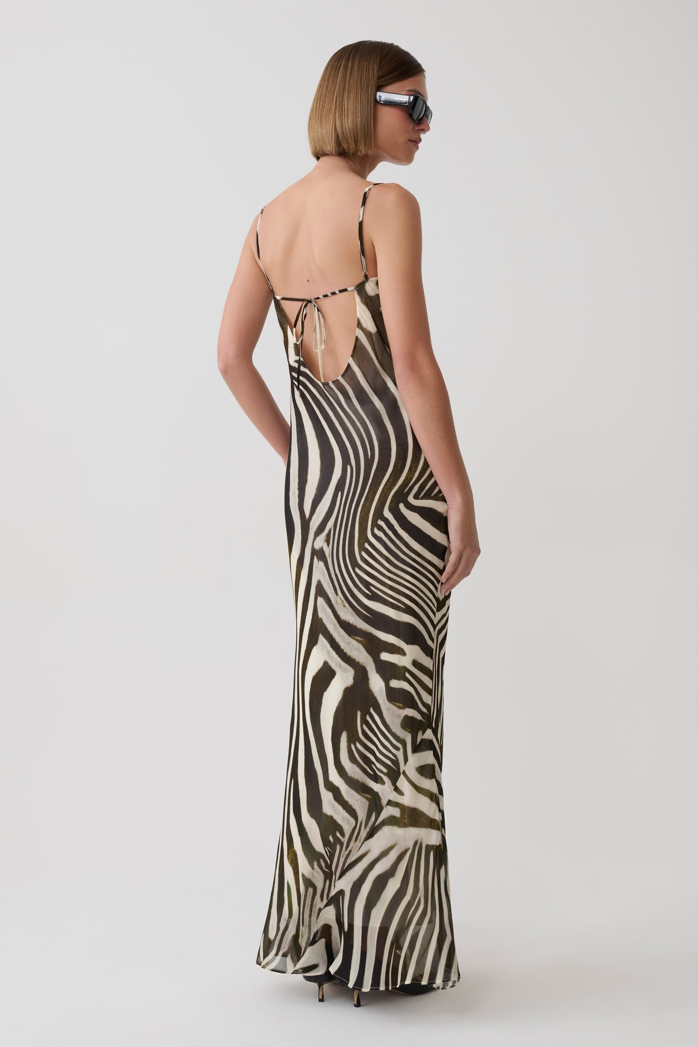 Zoe Cowl Front Printed Maxi Dress - Zebra Print view 3