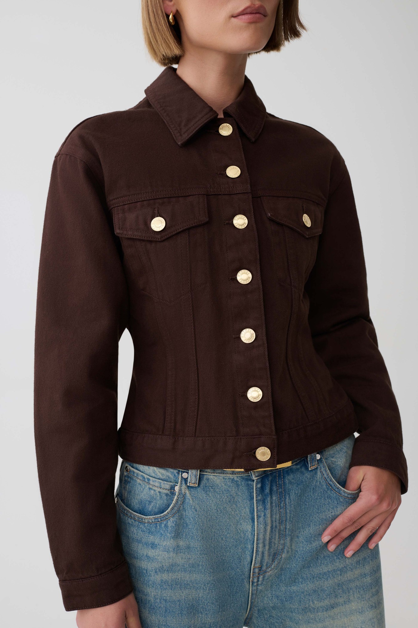 Renee Belted Denim Jacket - Chocolate view 3