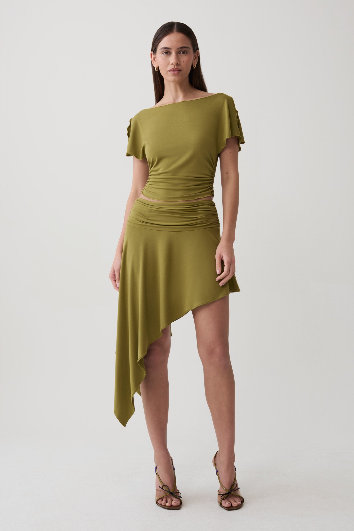 Talise Modal Hankie Midi Skirt - Vintage Olive view 4